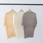 New Arrival Women Spring Summer Lyocell Tencel Knit Top Elegant Half High Neck Raglan Mid Sleeve Fashion Ladies T Shirt - Image 3