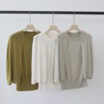 Women New Summer Slimming Knit T-Shirt, Crew Neck Lyocell Tencel Fake Two Piece Short Sleeve Blouse