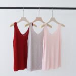 Women Solid V-Neck Sleeveless Knit Vest, Versatile Basic Tank Top, Office Commuter Layering Blouse for Summer New Arrival