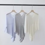 Women Loose Batwing Sleeve Mid-Length Knit Cardigan, Single Button Solid Summer Shrug, Lightweight Sun Protection Air Conditioning Cover Up