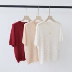 New Summer Crew Neck Knit T-shirt, All-over Star Rhinestone Slim Fit Casual Layering Top for Women - Image 2