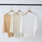 Lyocell Tencel Summer New Arrival Women's Crew Neck Batwing Sleeve Knit T-Shirt, Loose Slim Fit Designer Blouse