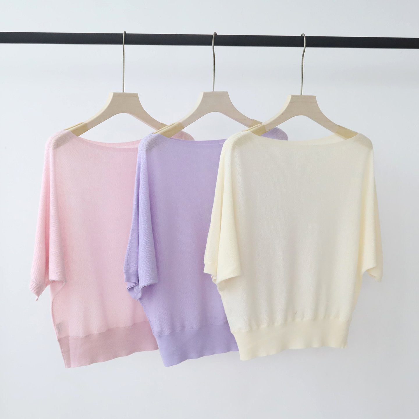1 Women Minimal Elegant Off Shoulder Knit Pullover, Short Sleeve Loose Lightweight Tencel Summer New Blouse Top - Image 1
