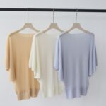 Women's Korean Style Ribbed Knit Short Sleeve Top, Loose Slouchy Candy Color Casual Summer T-Shirt
