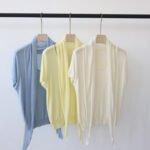 Crew Neck Knit Short Sleeve T-shirt with Shawl, Slimming 2-Piece Basic Outfit for Ladies