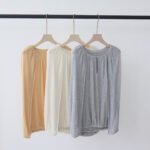 French Style Hollow Out Tencel Lyocell Knit Top, Cape Fake Two-piece Short Sleeve Waist Cinched Cover Up Blouse for Women