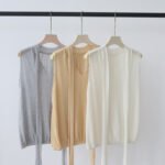 Summer New Arrival Women's V-Neck Knit Tank Top, Tencel Lyocell Tie Design Slim Fit Fashion Vest