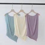 Summer New Women Crew Neck Sleeveless Knit Top, Tencel Lyocell Slim Fit T-Shirt with Irregular Hem