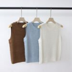 Women's Summer Tencel Linen Knit Vest, Slimming Old Money Style Versatile Crew Neck Sleeveless Camisole, Soft Casual Top - Image 2