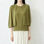 Women New Summer Slimming Knit T-Shirt, Crew Neck Lyocell Tencel Fake Two Piece Short Sleeve Blouse - Image 3