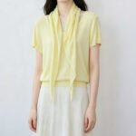 Crew Neck Knit Short Sleeve T-shirt with Shawl, Slimming 2-Piece Basic Outfit for Ladies - Image 3