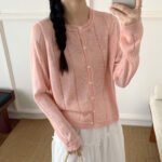 New Summer Minimalist Crew Neck Knit Top, Lightweight Long Sleeve Sun Protection Cardigan, Outerwear for Camisole - Image 4