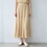 Summer Spring New Women High Waist A-line Pleated Knit Midi Skirt, Tencel Lyocell Draped Flowy Umbrella Skirt Slim Fit - 画像 (3)