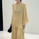 Summer New Arrival Women One Shoulder Neck Irregular Knit Top, Tencel Lyocell Cape Style Designer Blouse - 이미지 3