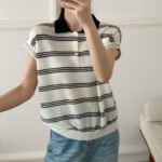 Premium Lyocell Tencel Polo Knit Tee | Slim Women Summer Top - Ảnh 3