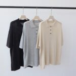 Women's Tencel Linen Blend Knit Polo Shirt, Short Sleeve Elegant Collared Blouse, Summer Premium Casual Tee Tops New Arrival - Image 3