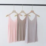 Women Solid V-Neck Sleeveless Knit Vest, Versatile Basic Tank Top, Office Commuter Layering Blouse for Summer New Arrival - Ảnh 2