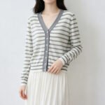 Summer New Contrast Color Striped Knit Cardigan Two Piece Outfits for Women, V-Neck Button Thin Lazy Loose Knit Outerwear Top - Image 4