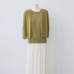 Women New Summer Slimming Knit T-Shirt, Crew Neck Lyocell Tencel Fake Two Piece Short Sleeve Blouse - Image 5
