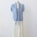 Crew Neck Knit Short Sleeve T-shirt with Shawl, Slimming 2-Piece Basic Outfit for Ladies - Image 5