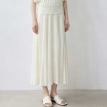 Summer Spring New Women High Waist A-line Pleated Knit Midi Skirt, Tencel Lyocell Draped Flowy Umbrella Skirt Slim Fit - 画像 (5)