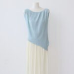 Summer New Women Crew Neck Sleeveless Knit Top, Tencel Lyocell Slim Fit T-Shirt with Irregular Hem - 画像 (6)