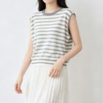 Summer New Contrast Color Striped Knit Cardigan Two Piece Outfits for Women, V-Neck Button Thin Lazy Loose Knit Outerwear Top - Image 5