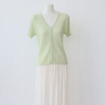 Premium V Neck Knit Tee Slim Women Summer Casual Top - Image 5