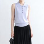 Women's Sleeveless Collared Knit Vest, Slim Fit Basic Tank Top, Korean Style New Summer Layering Waistcoat - Ảnh 4
