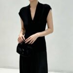 New Summer Minimalist V-Neck Knit T-shirt, Lyocell Tencel Slim Fit Layering Top for Women - Image 5