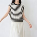 Summer New Contrast Color Striped Knit Cardigan Two Piece Outfits for Women, V-Neck Button Thin Lazy Loose Knit Outerwear Top - Image 6