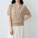 Women Gentle V Neck Wrap Knit Top, Summer New Short Sleeve Loose Slimming Cross Wrap Design Blouse - Image 6