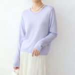 Women U-Neck Hooded Knit Pullover, Tencel Linen Lightweight Summer Sun Protection Top, Minimal Casual Blouse for Spring Summer – Image 5