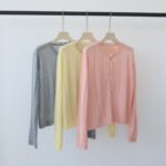 New Summer Minimalist Crew Neck Knit Top, Lightweight Long Sleeve Sun Protection Cardigan, Outerwear for Camisole - Image 3