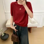 New Summer Crew Neck Knit T-shirt, All-over Star Rhinestone Slim Fit Casual Layering Top for Women - Image 5
