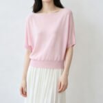 Women Minimal Elegant Off Shoulder Knit Pullover, Short Sleeve Loose Lightweight Tencel Summer New Blouse Top - Image 7