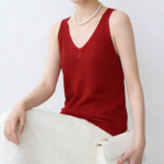 Women Solid V-Neck Sleeveless Knit Vest, Versatile Basic Tank Top, Office Commuter Layering Blouse for Summer New Arrival - Ảnh 5