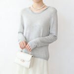 Women U-Neck Hooded Knit Pullover, Tencel Linen Lightweight Summer Sun Protection Top, Minimal Casual Blouse for Spring Summer – Image 3
