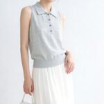 Women's Sleeveless Collared Knit Vest, Slim Fit Basic Tank Top, Korean Style New Summer Layering Waistcoat - Ảnh 5